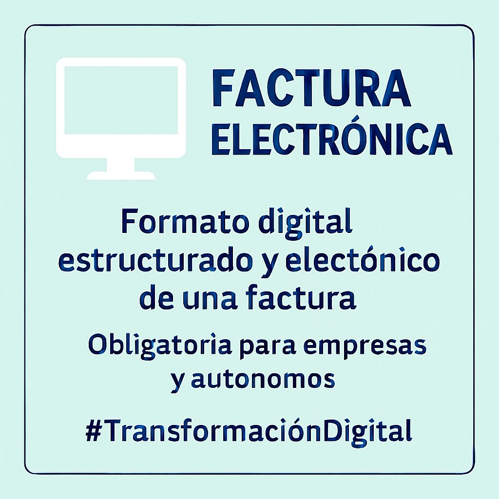 Diseño visual moderno que representa la factura electrónica y su importancia normativa en España a partir de 2025